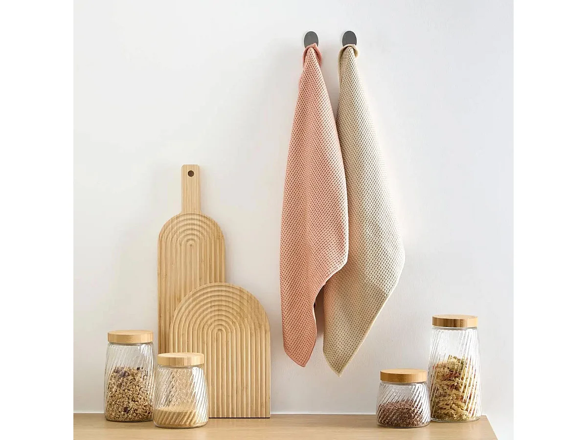 Lot de 2 Chiffons Nid d'Abeille "Honey" 45x60cm Multicolore