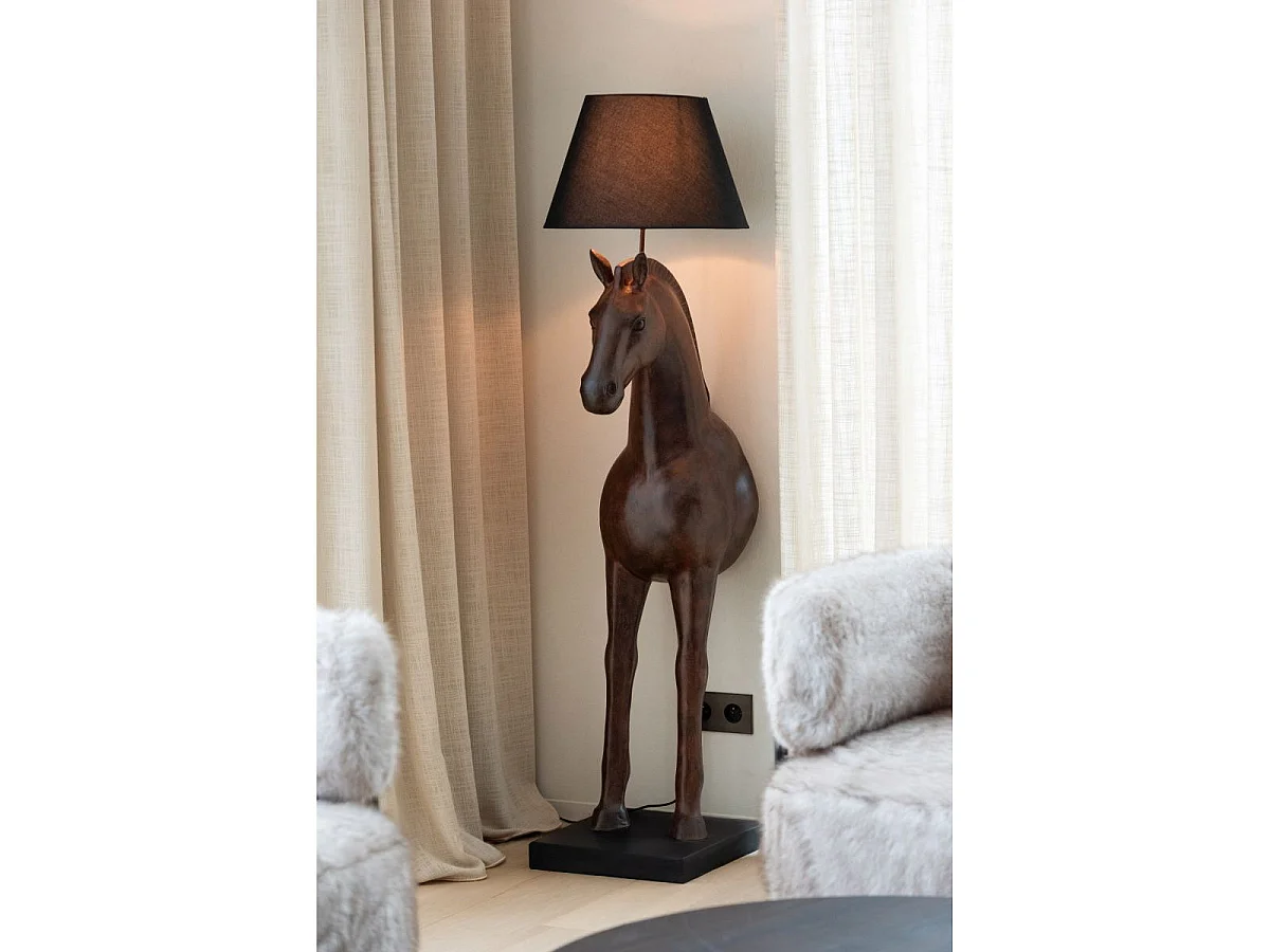 Lampadaire Cheval Face "Ronny" 153cm Marron Foncé