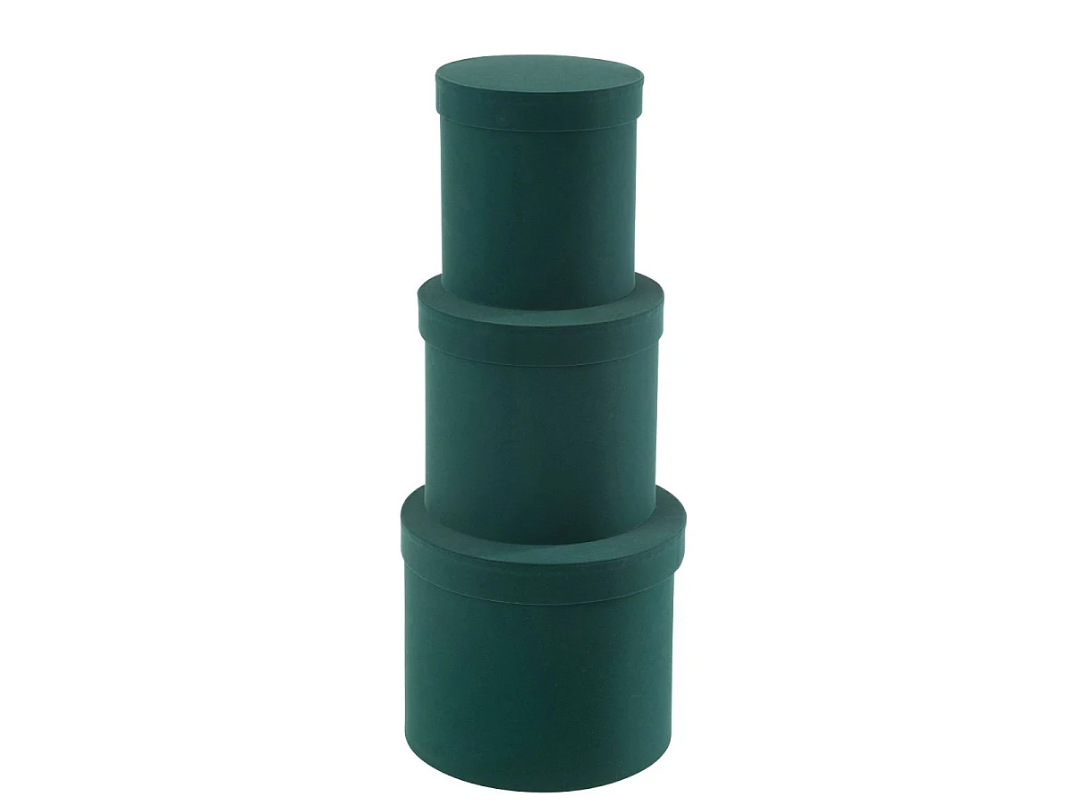 Lot de 3 Boîtes de Rangement Rondes "Vaughn" 27cm Vert