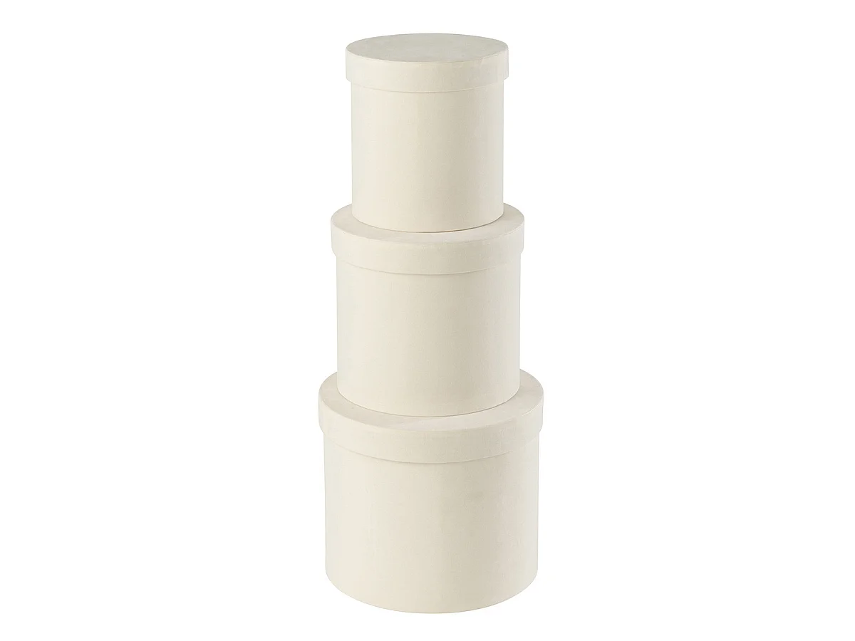 Lot de 3 Boîtes de Rangement Rondes "Vaughn" 27cm Blanc