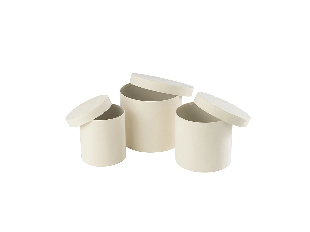 Lot de 3 Boîtes de Rangement Rondes "Vaughn" 27cm Blanc