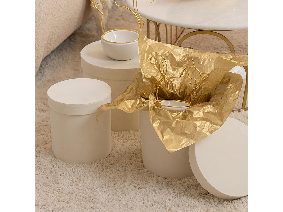 Lot de 3 Boîtes de Rangement Rondes "Vaughn" 27cm Blanc