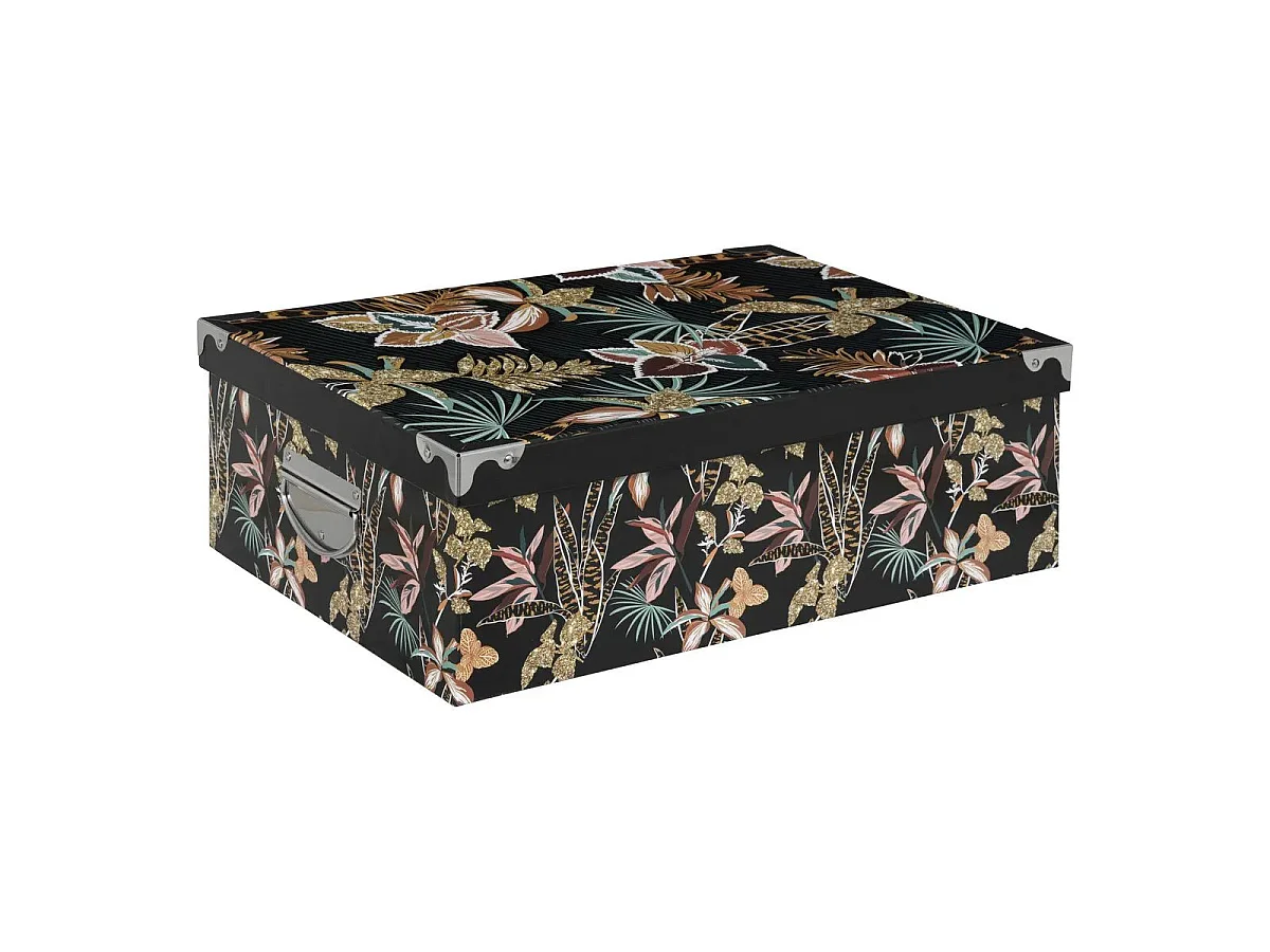 Lot de 6 Boîtes de Rangement "Jungle" 48cm Noir
