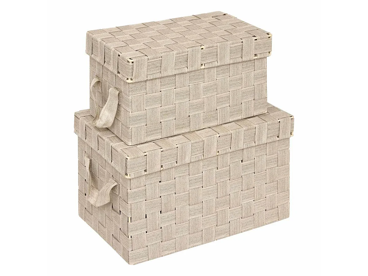 Lot de 2 Boîtes de Rangement "Lise" 35cm Beige