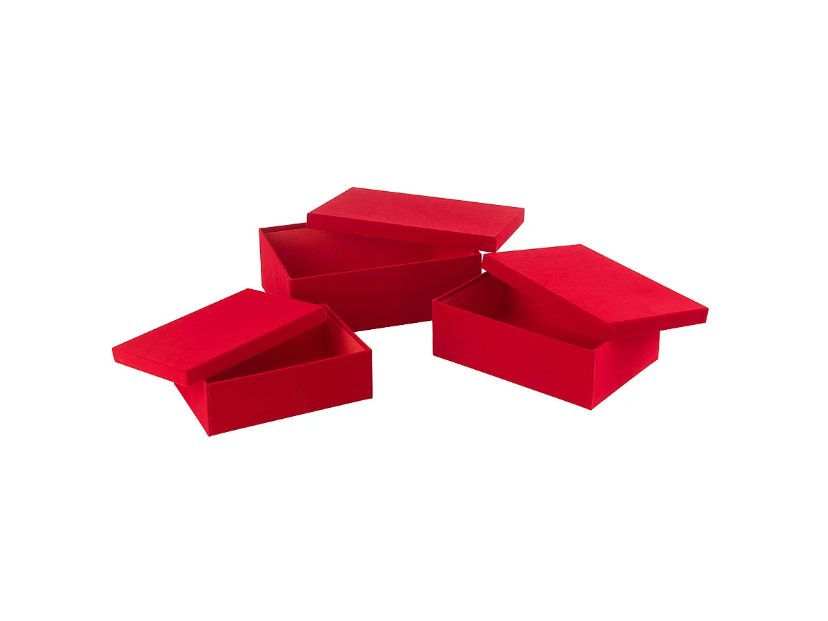 Lot de 3 Boîtes de Rangement "Vaughn" 36cm Rouge