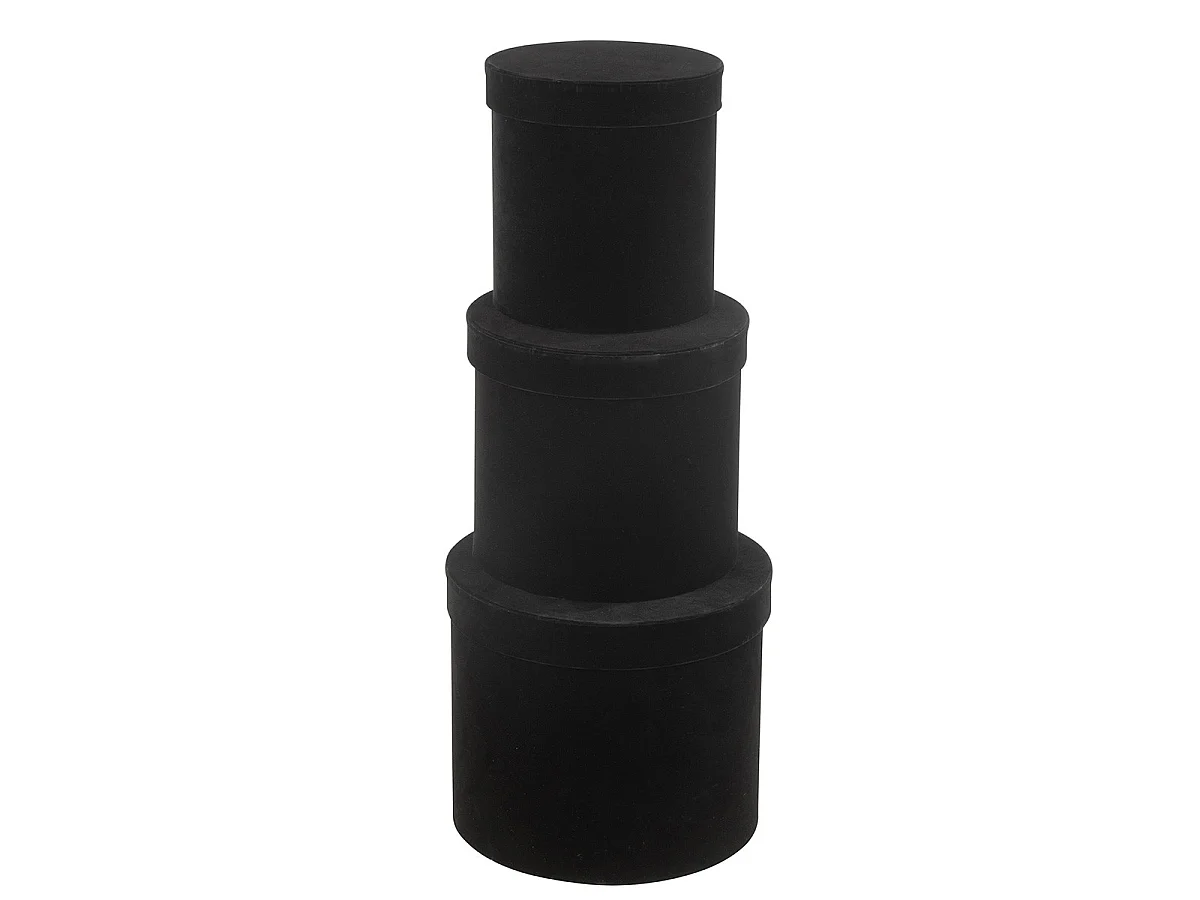 Lot de 3 Boîtes de Rangement Rondes "Vaughn" 27cm Noir