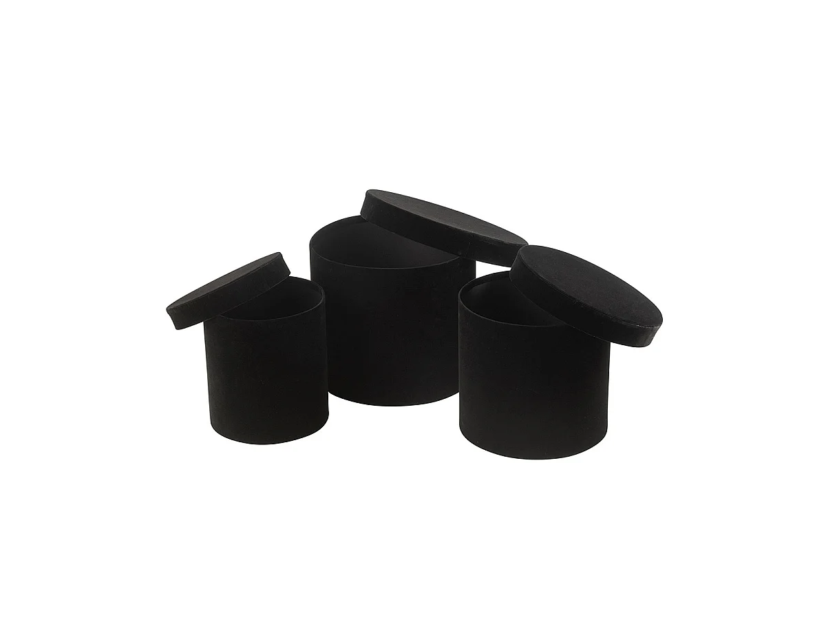 Lot de 3 Boîtes de Rangement Rondes "Vaughn" 27cm Noir