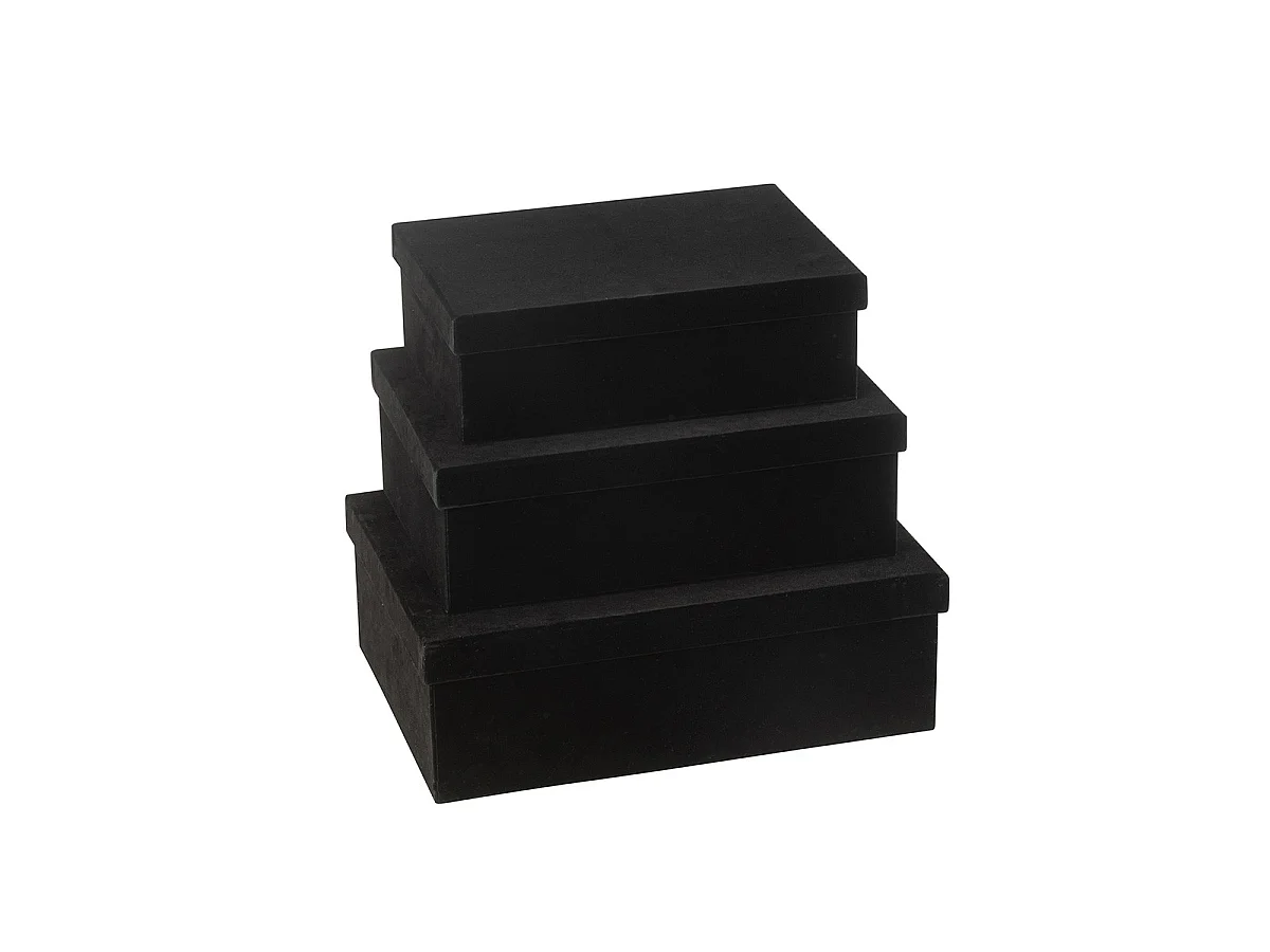 Lot de 3 Boîtes de Rangement "Vaughn" 36cm Noir