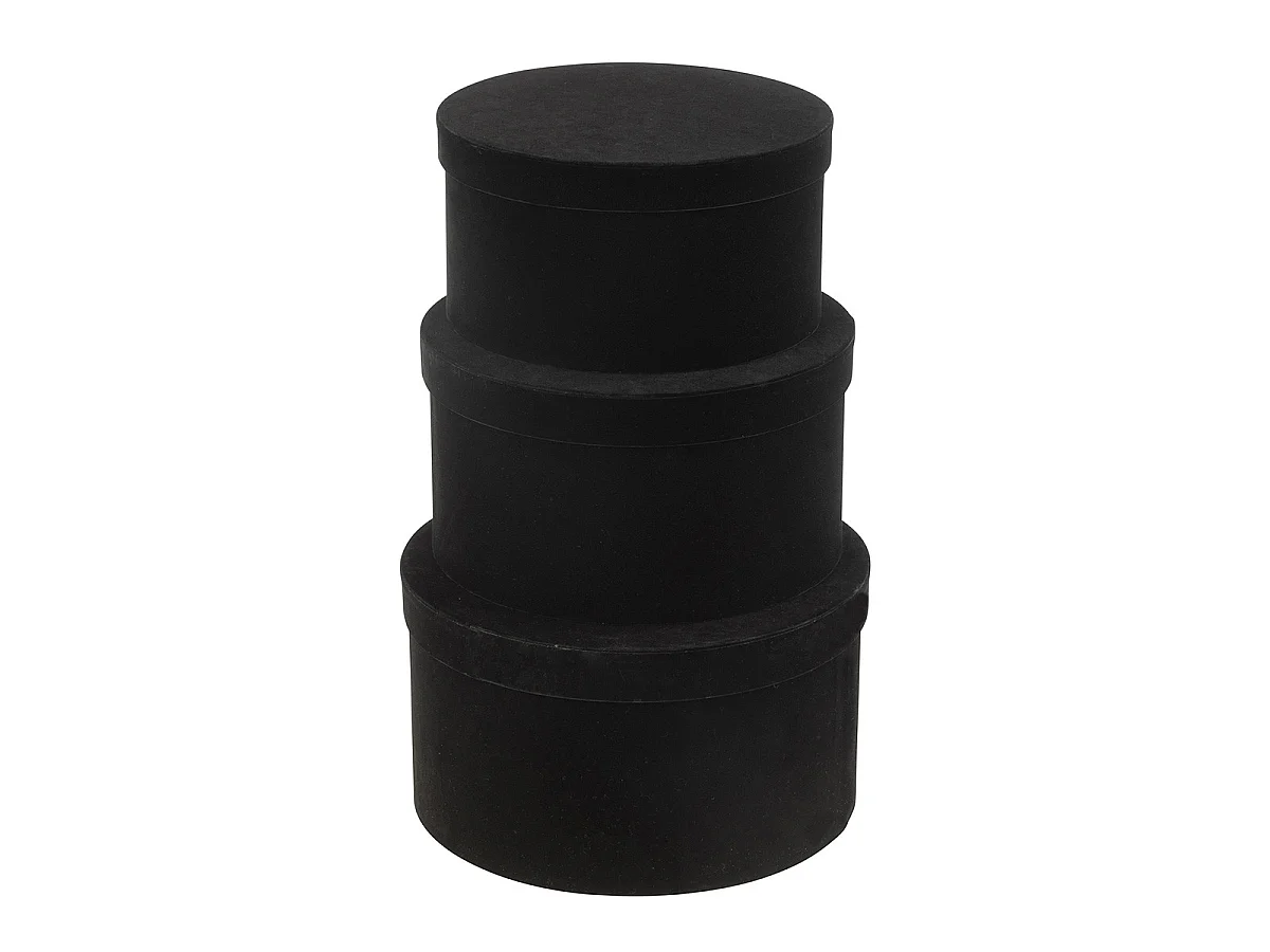 Lot de 3 Boîtes de Rangement Rondes Plates "Vaughn" 32cm Noir