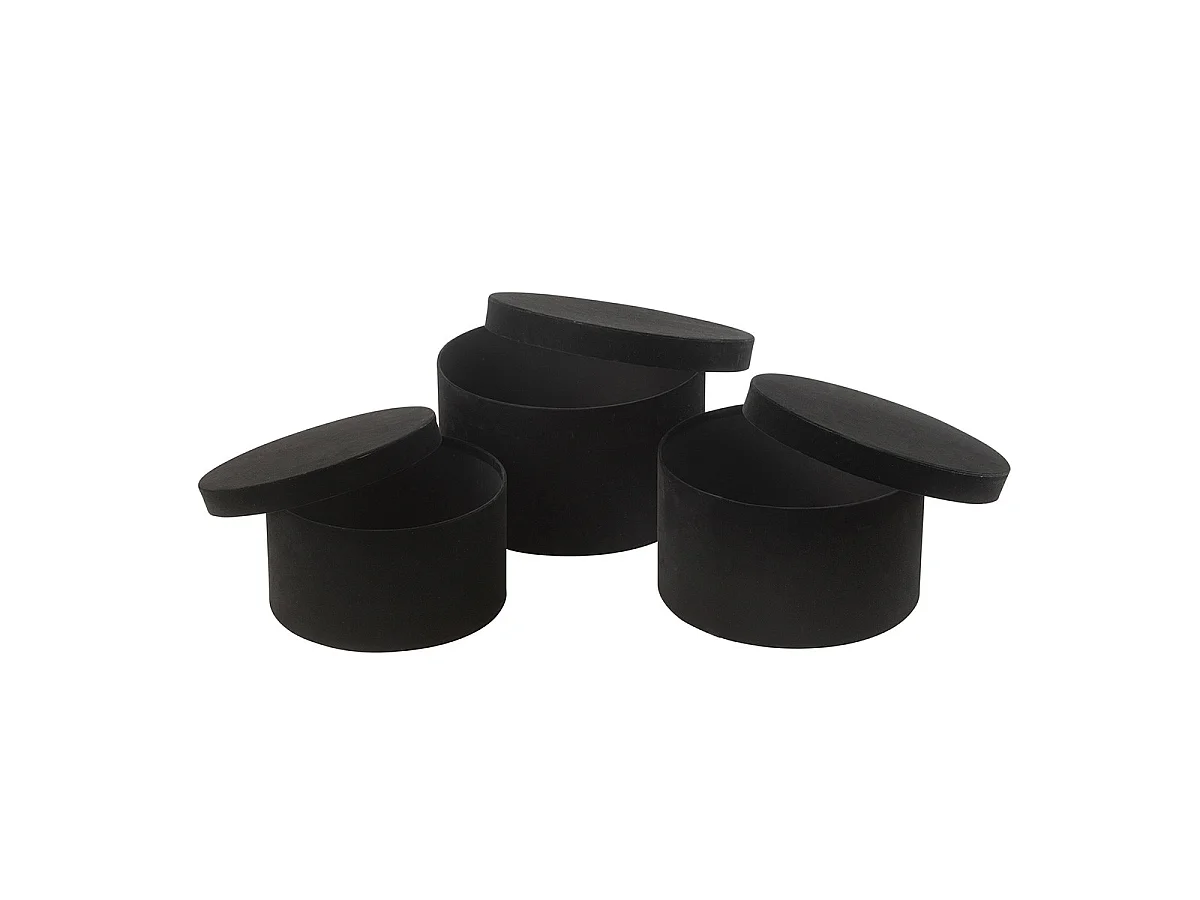 Lot de 3 Boîtes de Rangement Rondes Plates "Vaughn" 32cm Noir