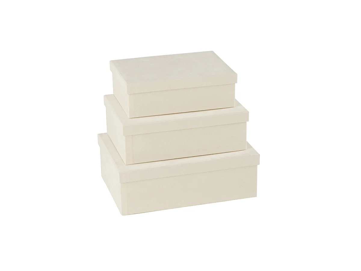 Lot de 3 Boîtes de Rangement "Vaughn" 36cm Blanc