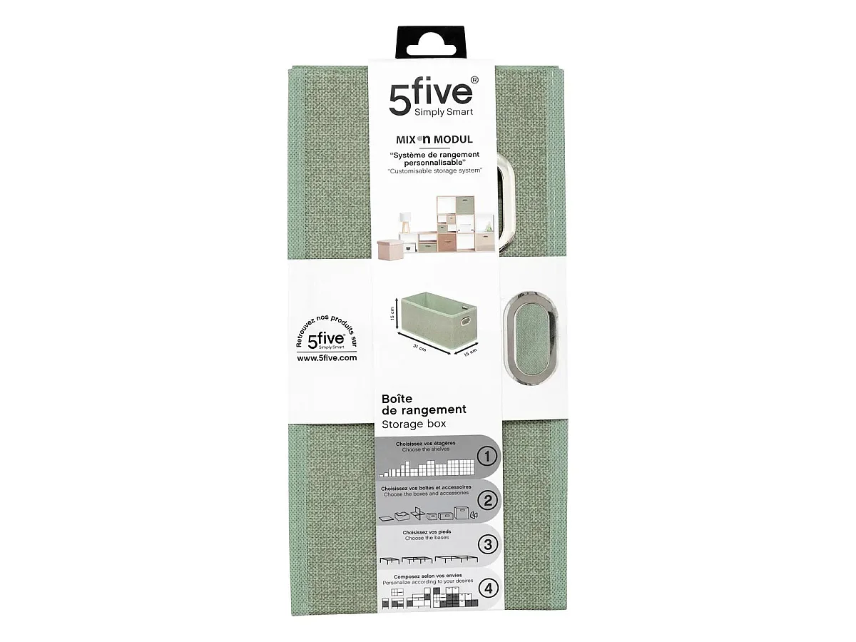Boîte de Rangement Pliable "Mix n'Modul" 15x31cm Vert Sauge