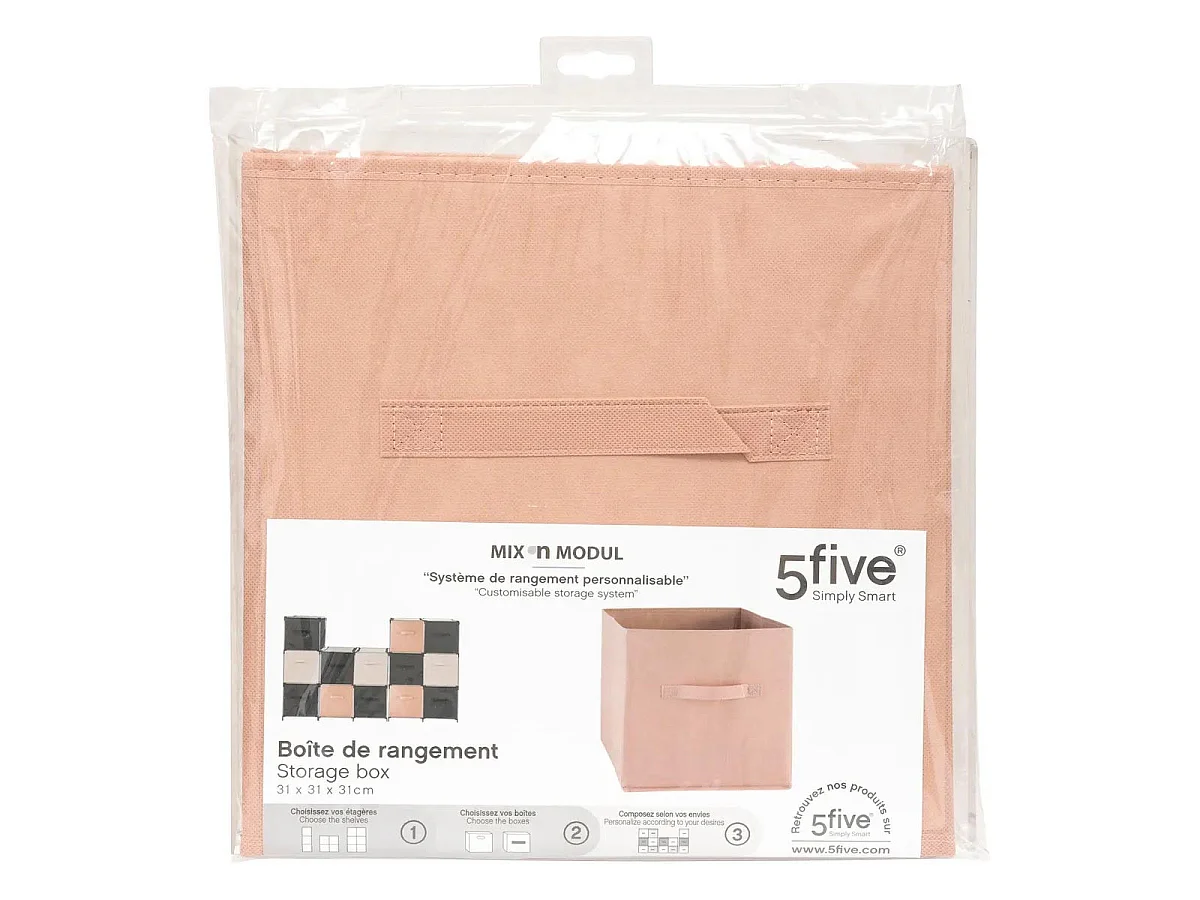Boîte de Rangement Carrée "Mix n'Modul" 31x31cm Rose Blush