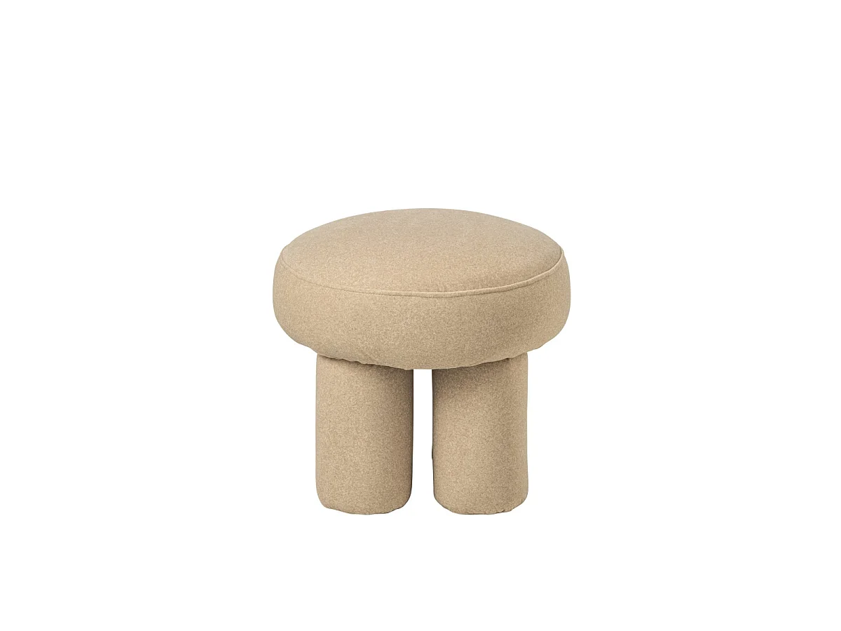 Pouf Rond sur Pieds "Toffee" 48cm Beige Clair