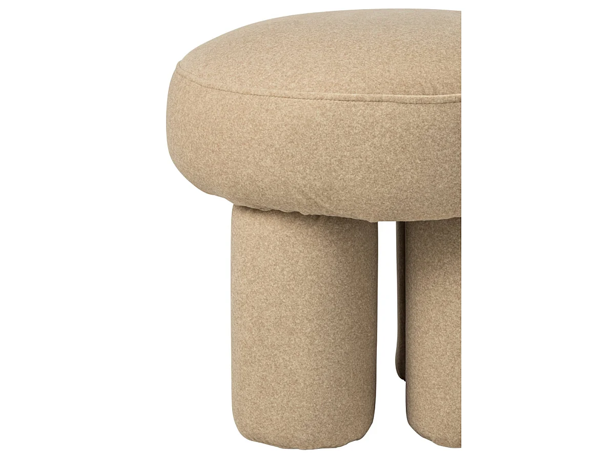 Pouf Rond sur Pieds "Toffee" 48cm Beige Clair