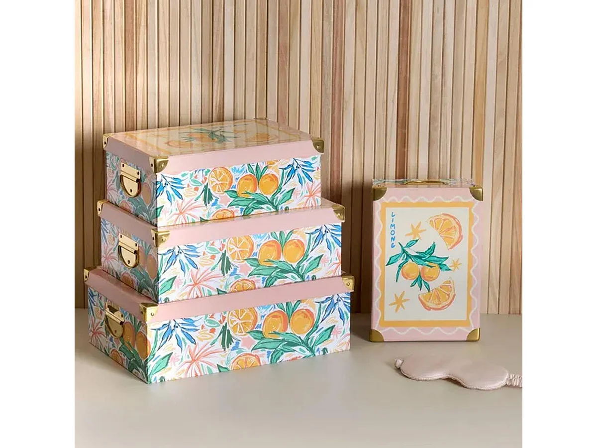 Lot de 4 Boîtes Déco "Eden" 40cm Multicolore