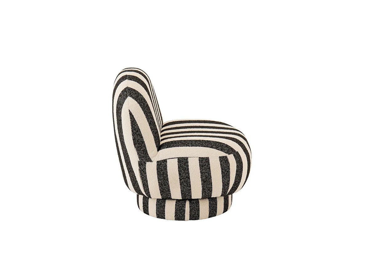 Fauteuil à Rayures "Ligné" 76cm Noir & Blanc Cassé