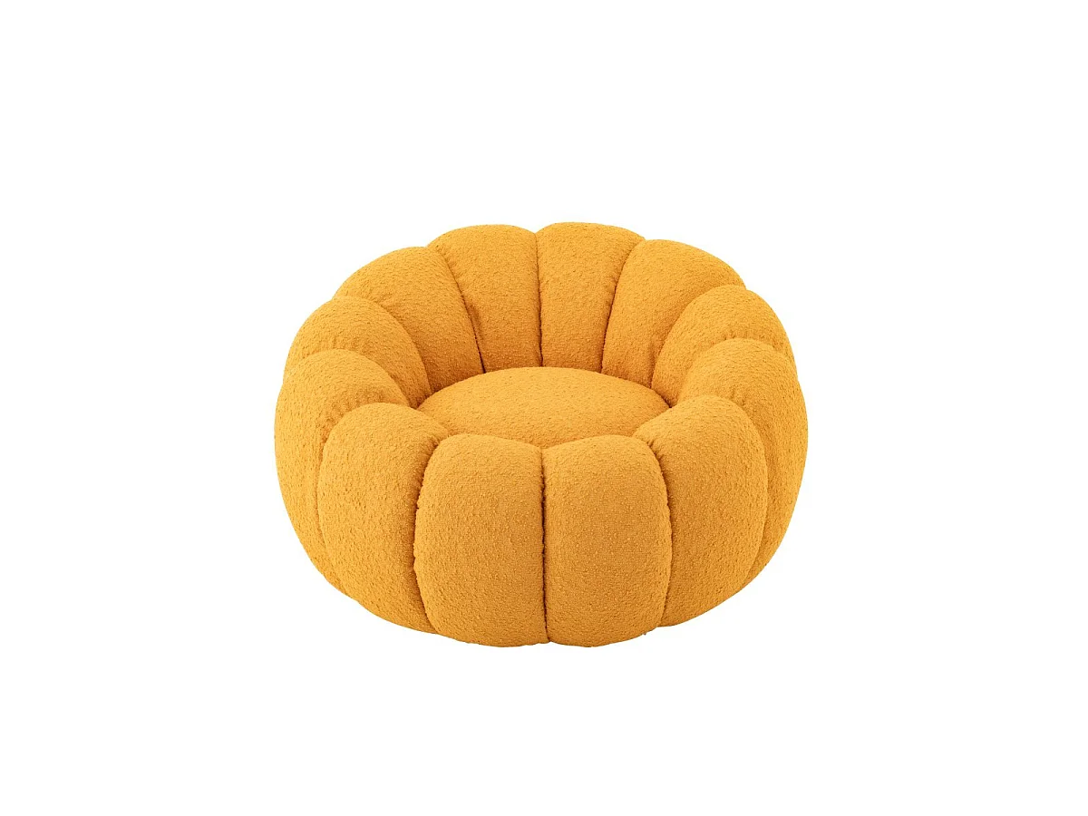 Fauteuil Coquillage en Tissu "Fleur" 101cm Moutarde