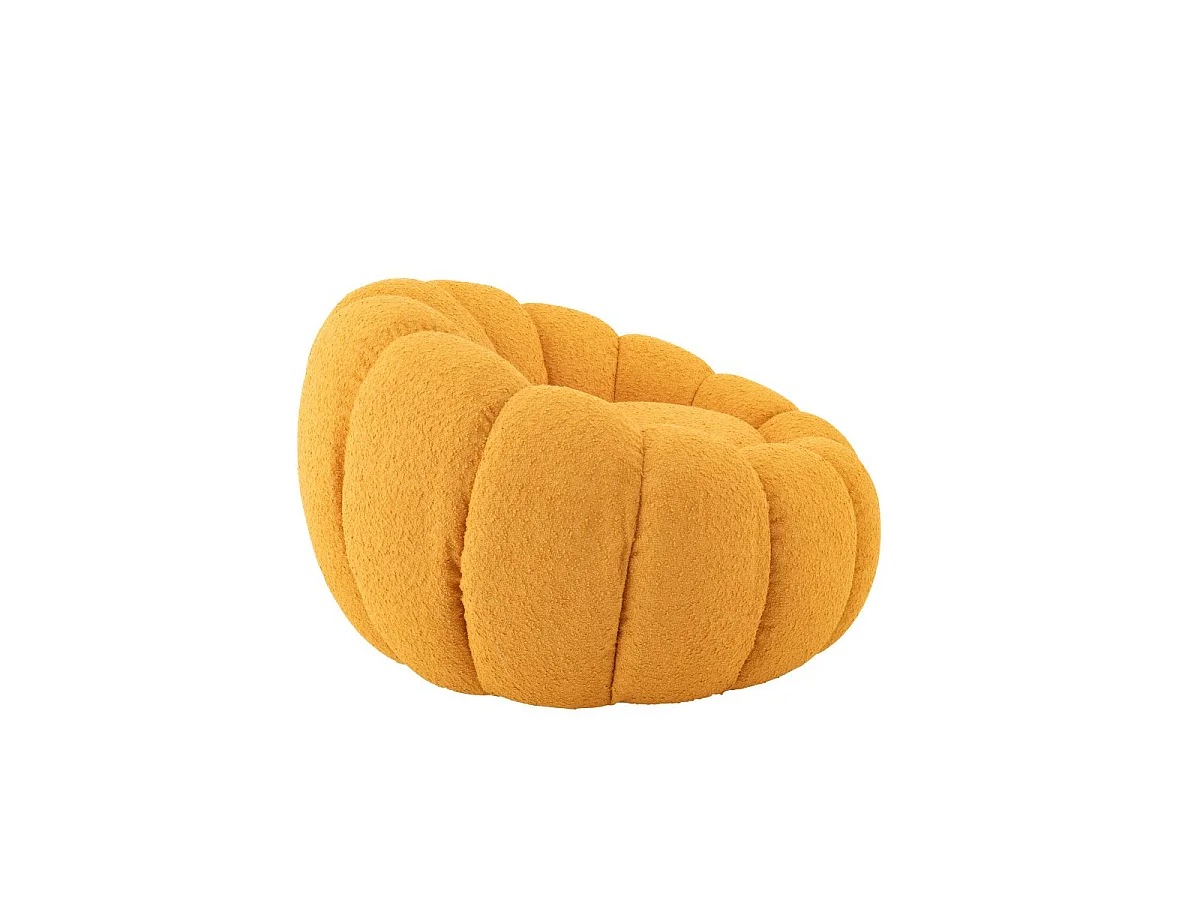 Fauteuil Coquillage en Tissu "Fleur" 101cm Moutarde