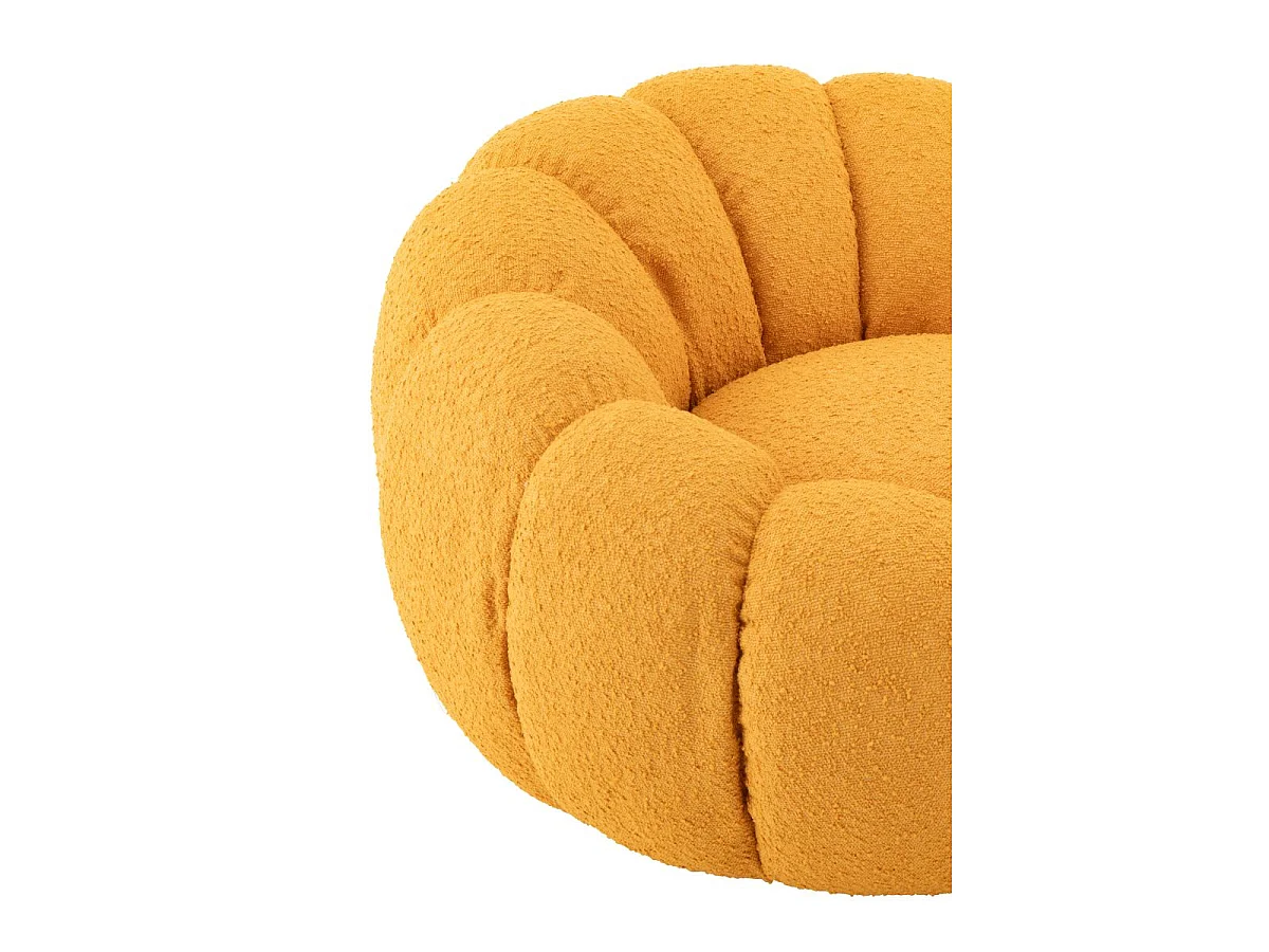 Fauteuil Coquillage en Tissu "Fleur" 101cm Moutarde