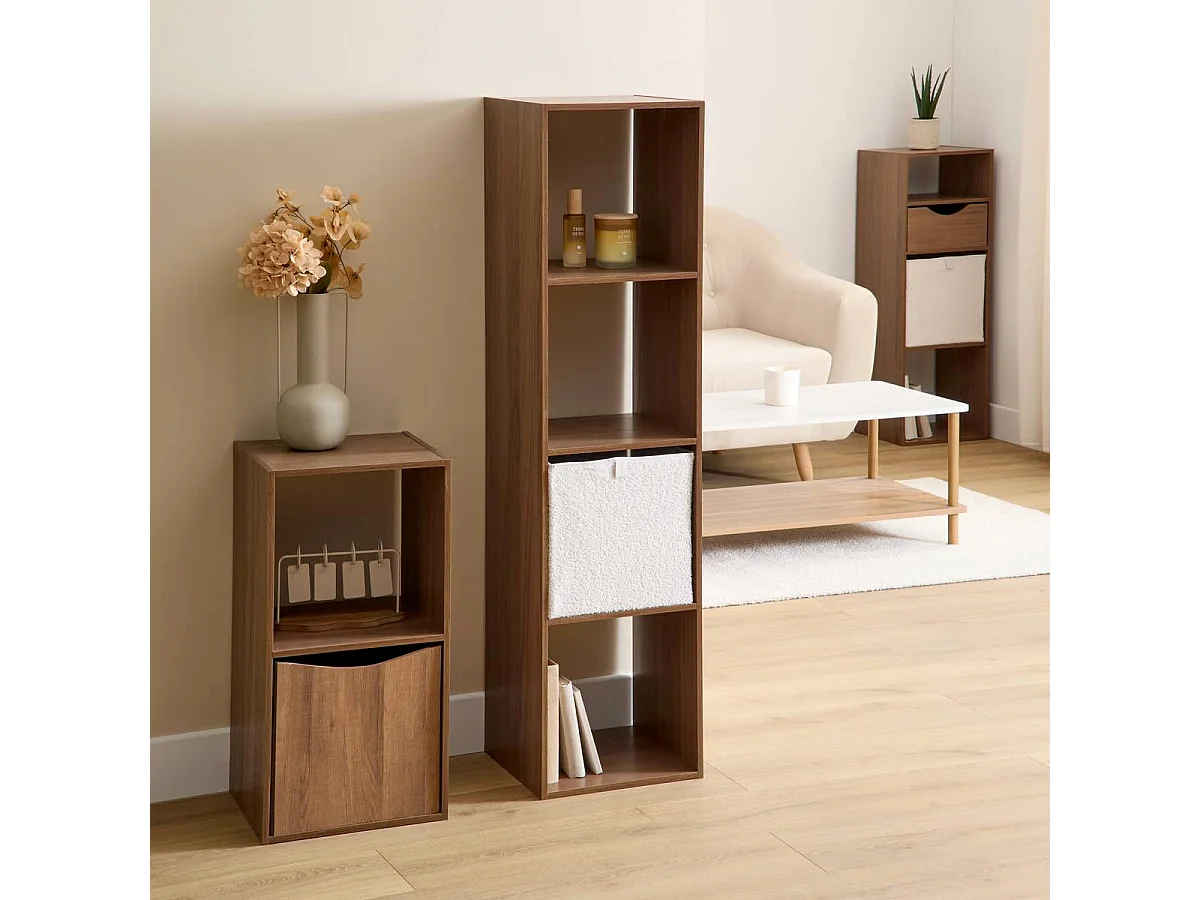 Étagère 4 Cases "Mix n'Modul" 134cm Noyer