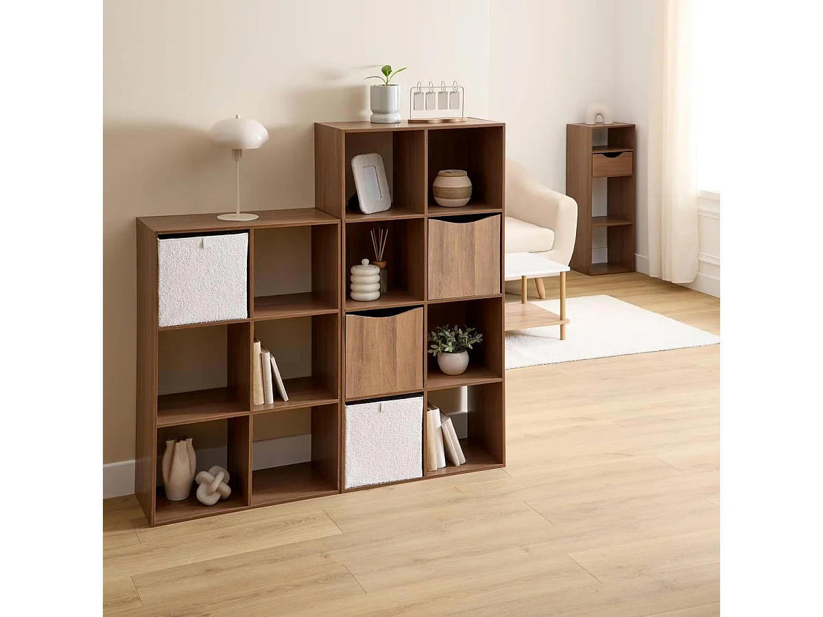 Étagère 4 Cases "Mix n'Modul" 134cm Noyer