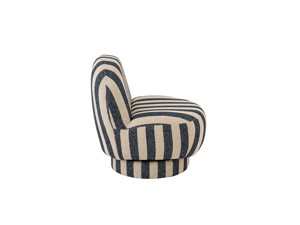 Fauteuil à Rayures "Ligné" 76cm Bleu & Blanc Cassé