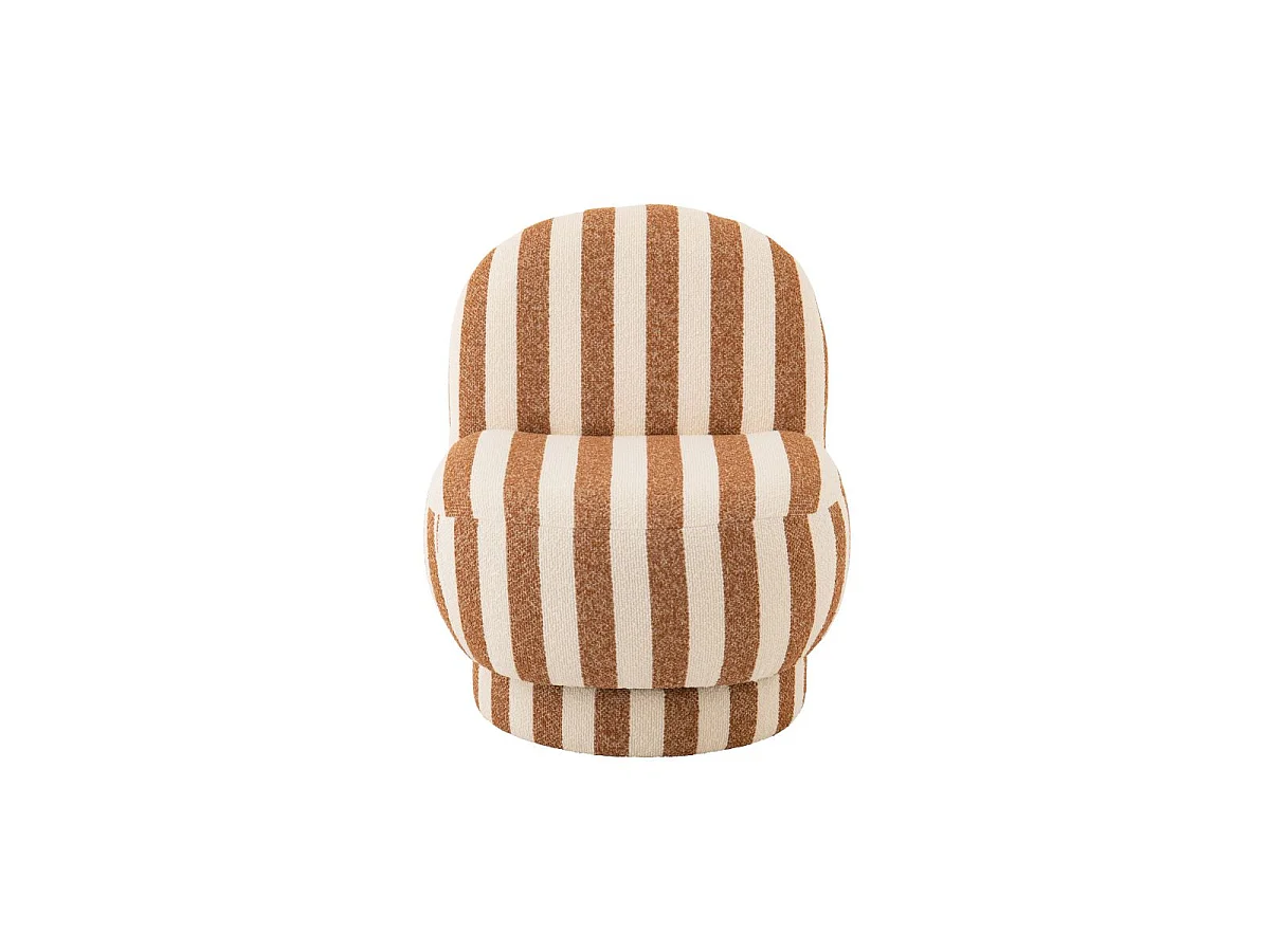 Fauteuil à Rayures "Ligné" 76cm Camel & Blanc Cassé