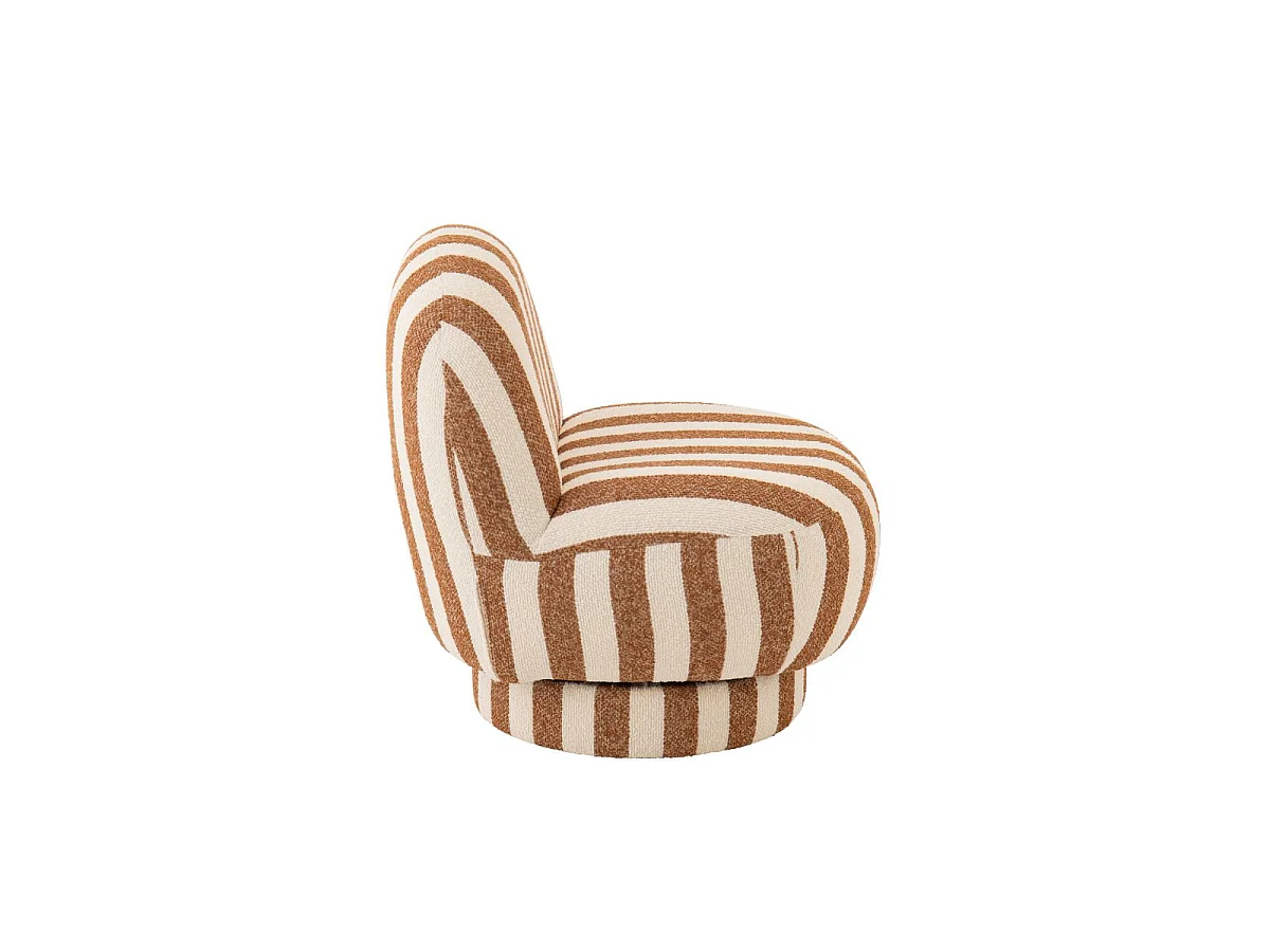Fauteuil à Rayures "Ligné" 76cm Camel & Blanc Cassé