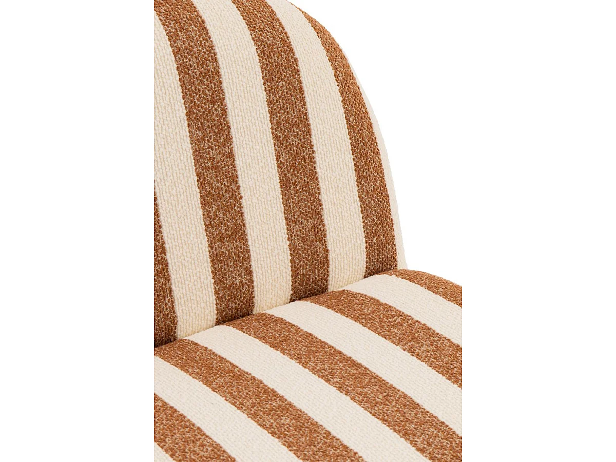 Fauteuil à Rayures "Ligné" 76cm Camel & Blanc Cassé