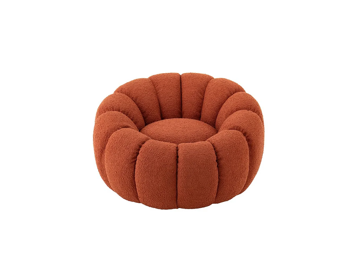Fauteuil Coquillage en Tissu "Fleur" 101cm Rouille