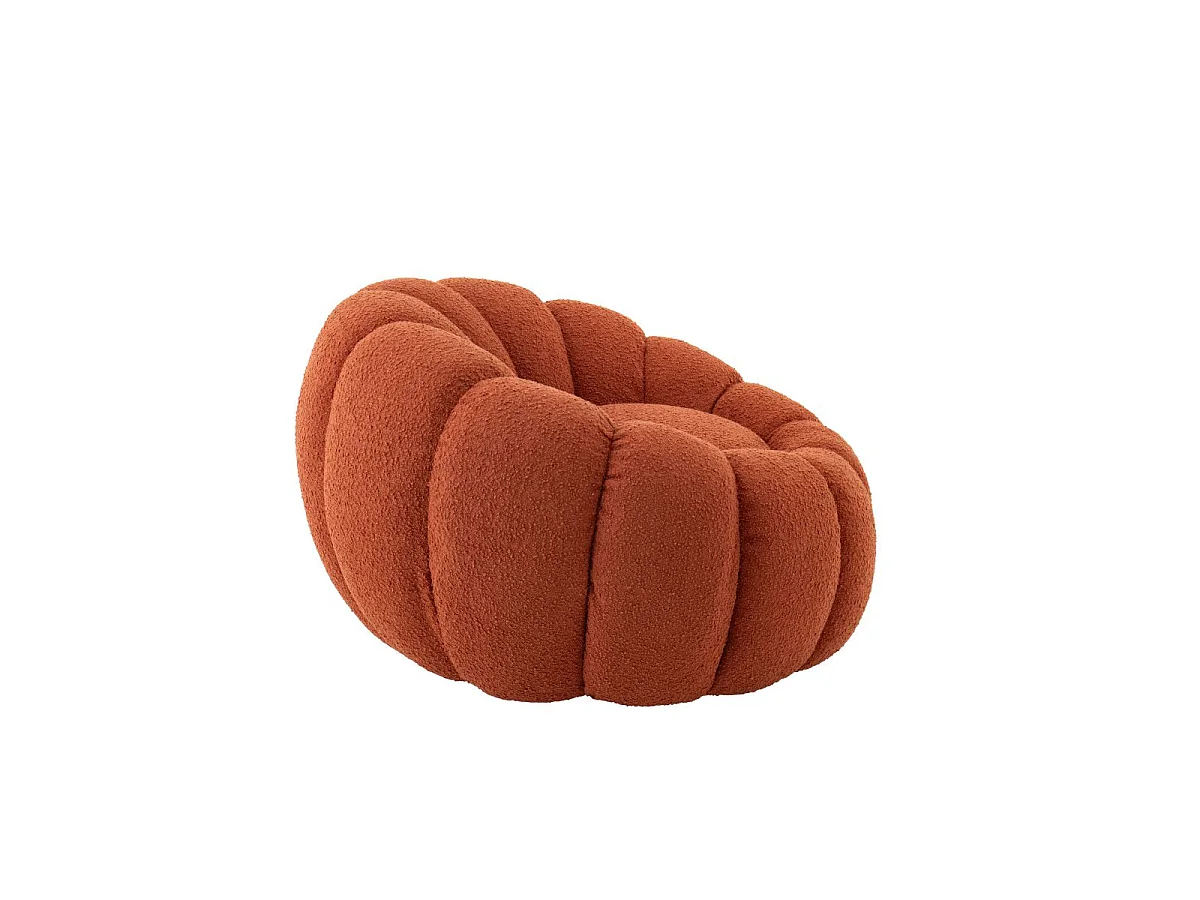 Fauteuil Coquillage en Tissu "Fleur" 101cm Rouille