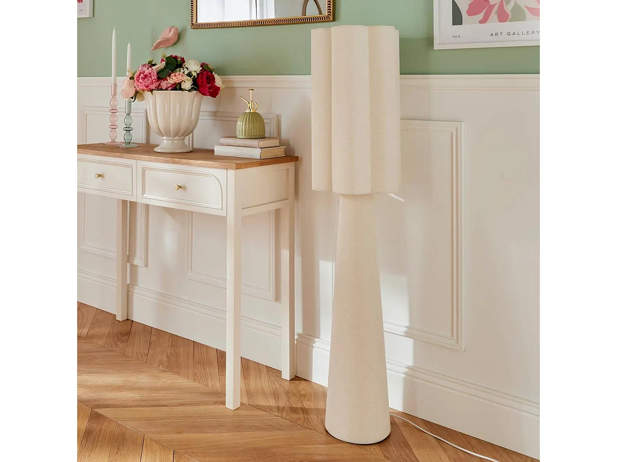 Lampadaire Design Fleur "Blanca" 124cm Beige