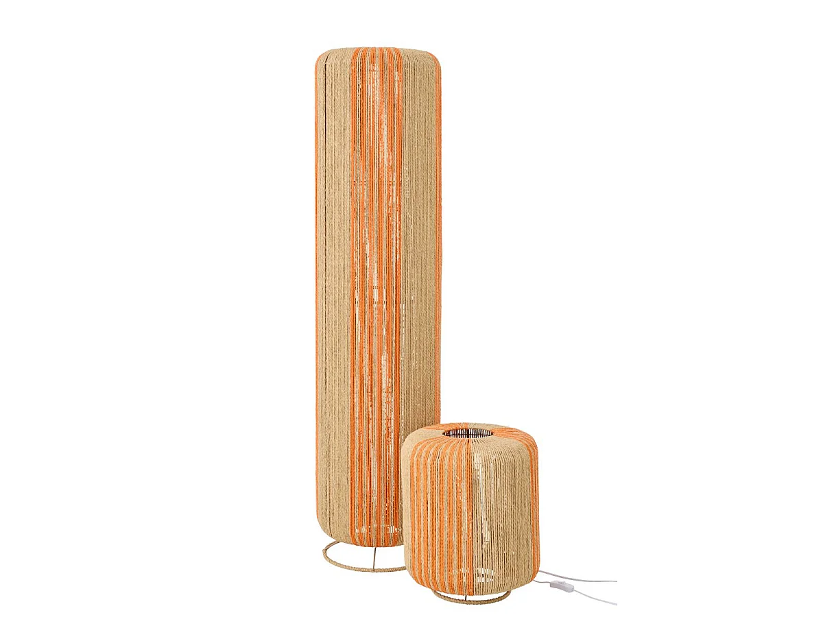 Lampadaire Corde "Chase" 138cm Orange & Naturel