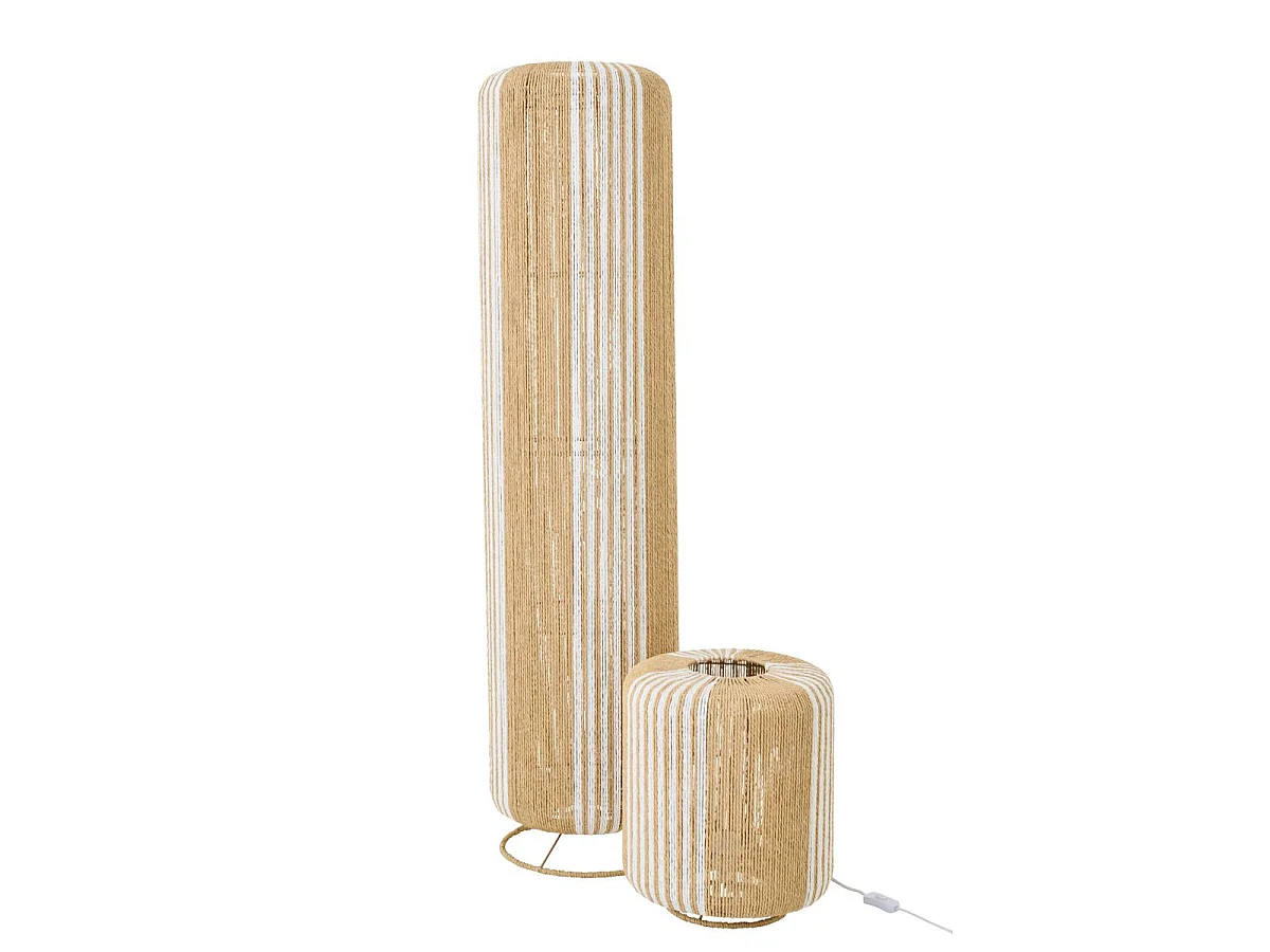 Lampadaire Corde "Chase" 138cm Blanc & Naturel
