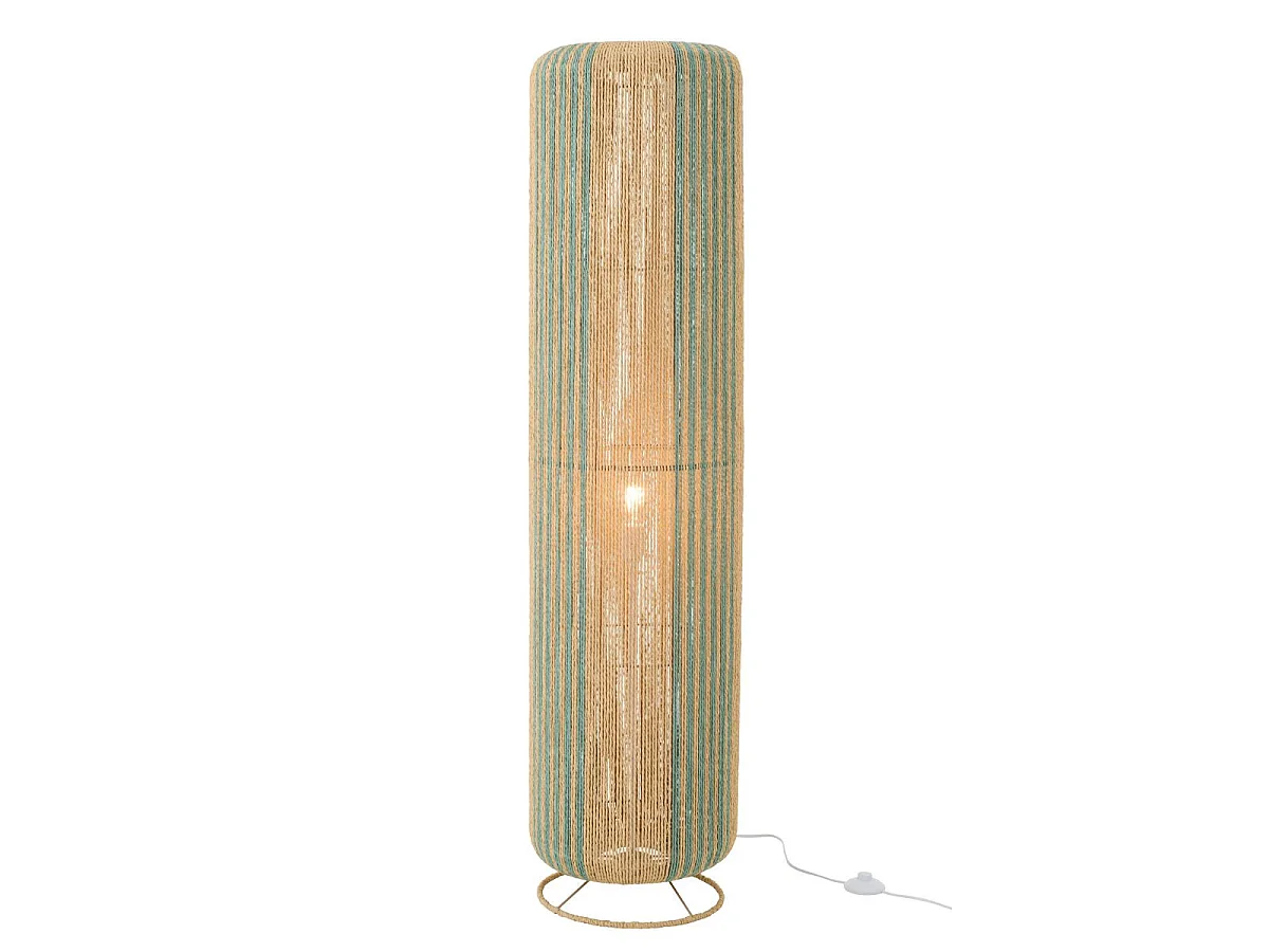 Lampadaire Corde "Chase" 138cm Turquoise & Naturel