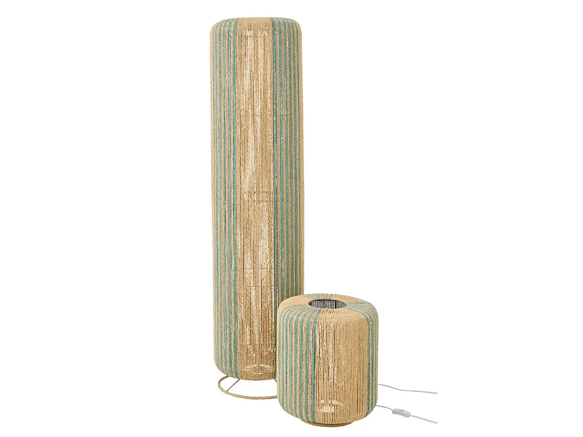 Lampadaire Corde "Chase" 138cm Turquoise & Naturel