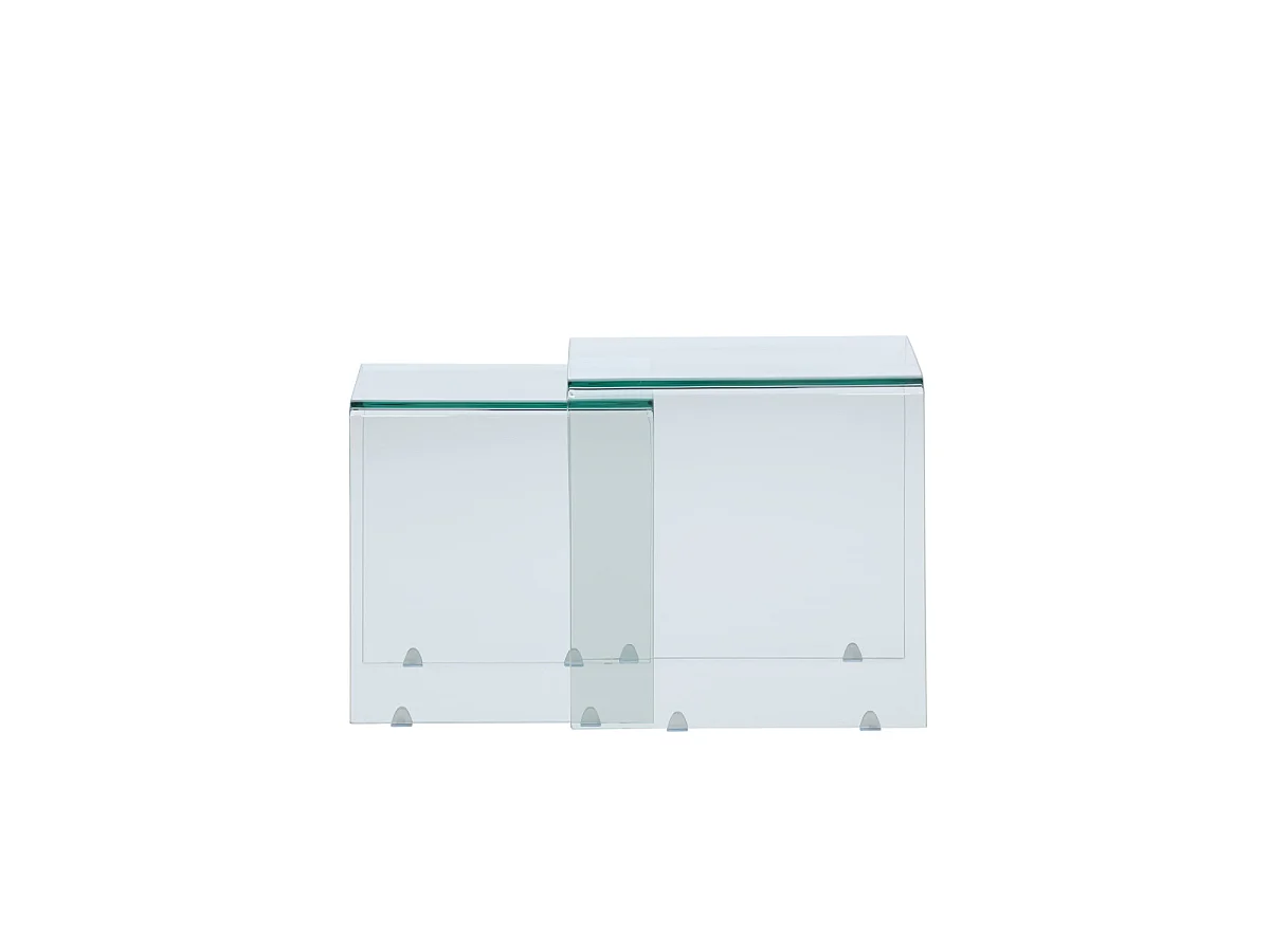 Lot de 2 Tables d'Appoint en Verre "Telemark" 42cm Transparent