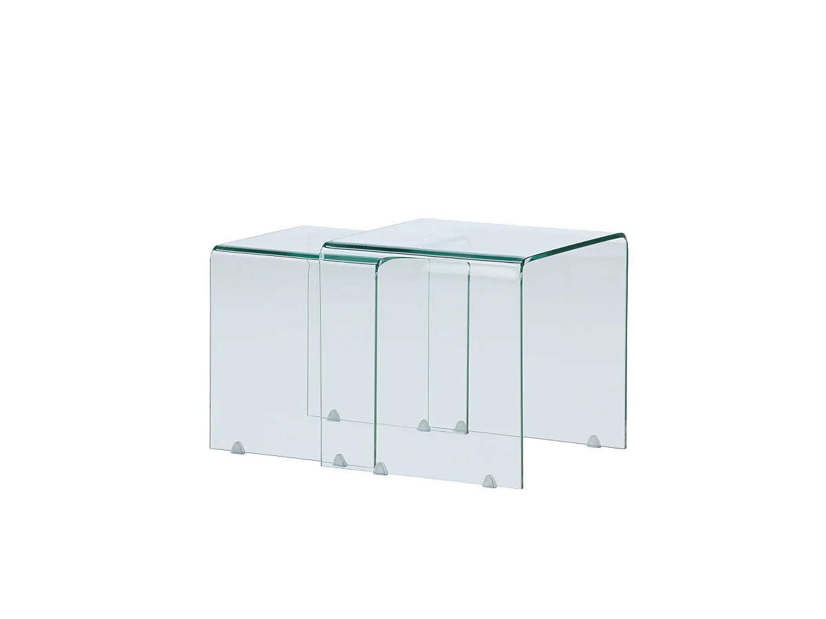 Lot de 2 Tables d'Appoint en Verre "Telemark" 42cm Transparent