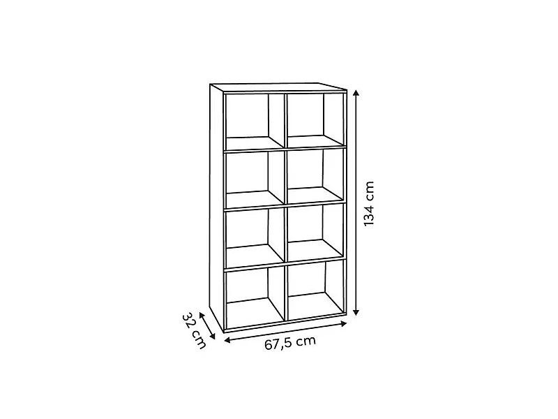 Étagère 8 Cases "Mix n'Modul" 134cm Noyer