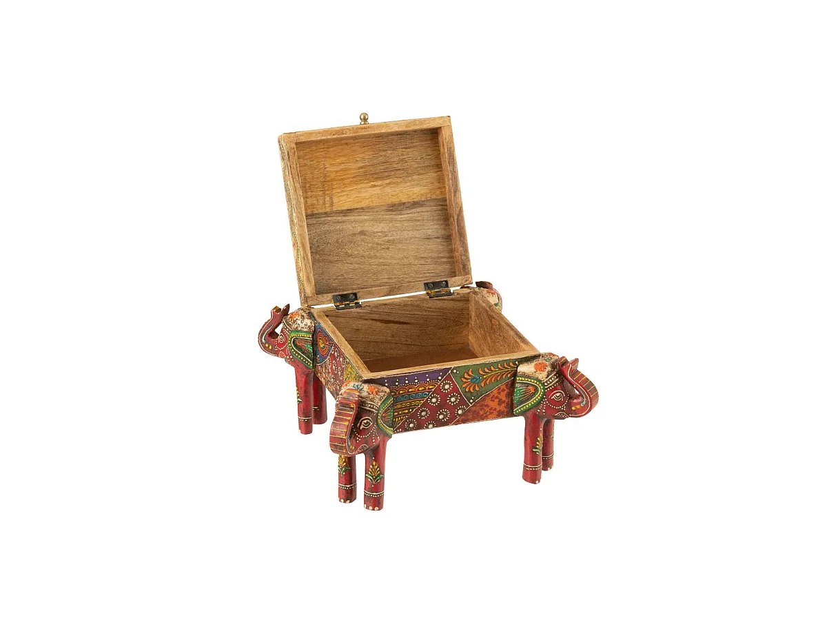 Boîte Déco Éléphant en Bois "Delhi" 23cm Multicolore
