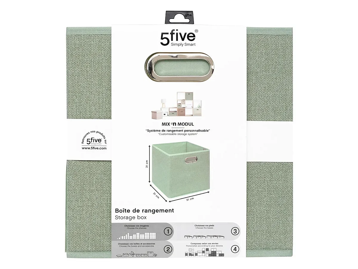 Boîte de Rangement Carrée Pliable "Mix n'Modul" 31x31cm Vert Sauge