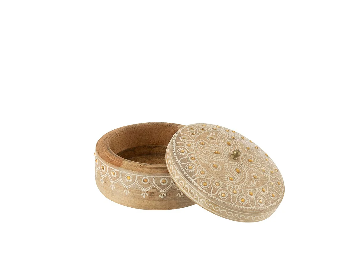Boîte Déco en Bois "Perle du Sahara" 14cm Naturel