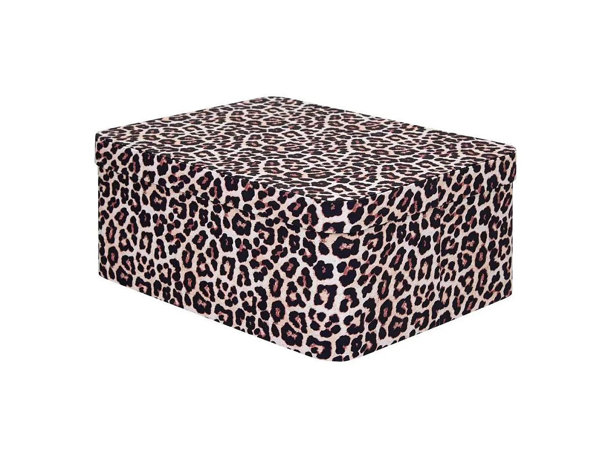 Lot de 4 Boîtes Déco Léopard "Polybox" 39cm Marron
