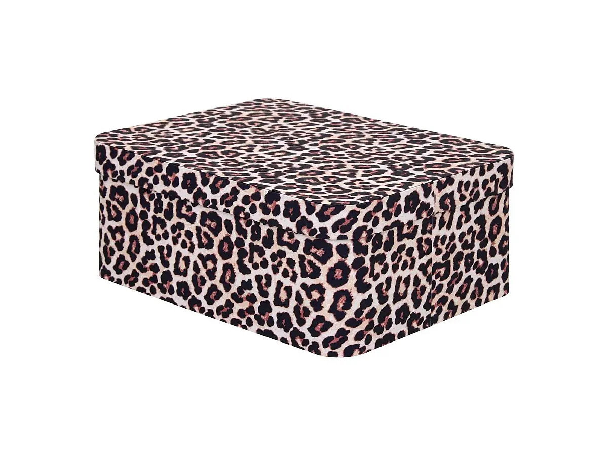 Lot de 4 Boîtes Déco Léopard "Polybox" 39cm Marron