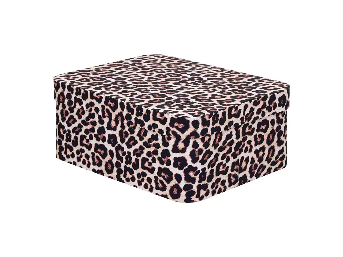Lot de 4 Boîtes Déco Léopard "Polybox" 39cm Marron