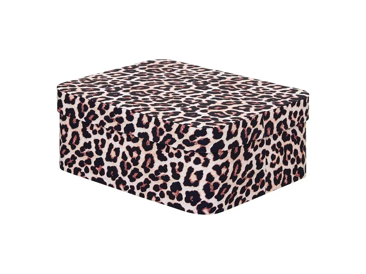 Lot de 4 Boîtes Déco Léopard "Polybox" 39cm Marron