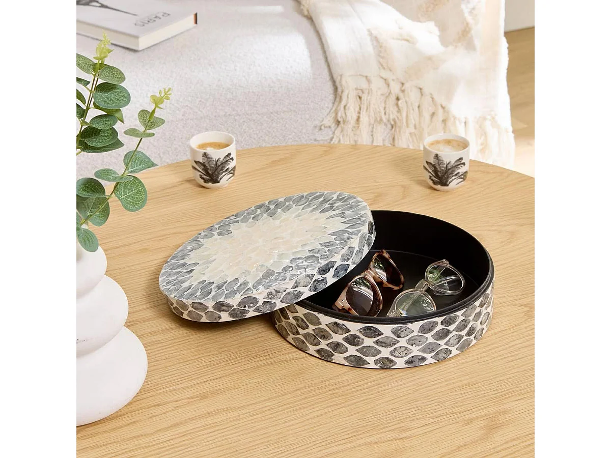 Boîte Déco Ronde "Sheila" 25cm Gris