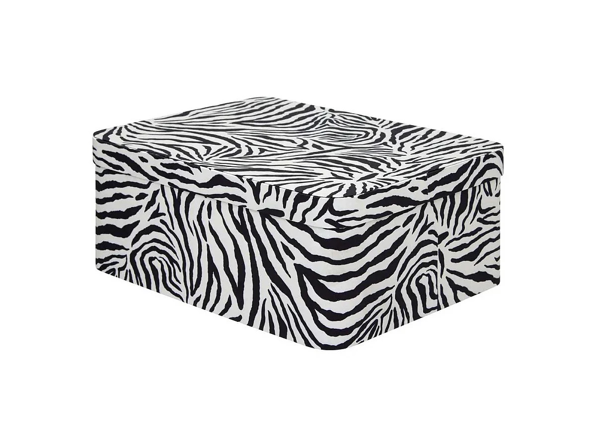 Lot de 4 Boîtes Déco Zébra "Polybox" 39cm Beige