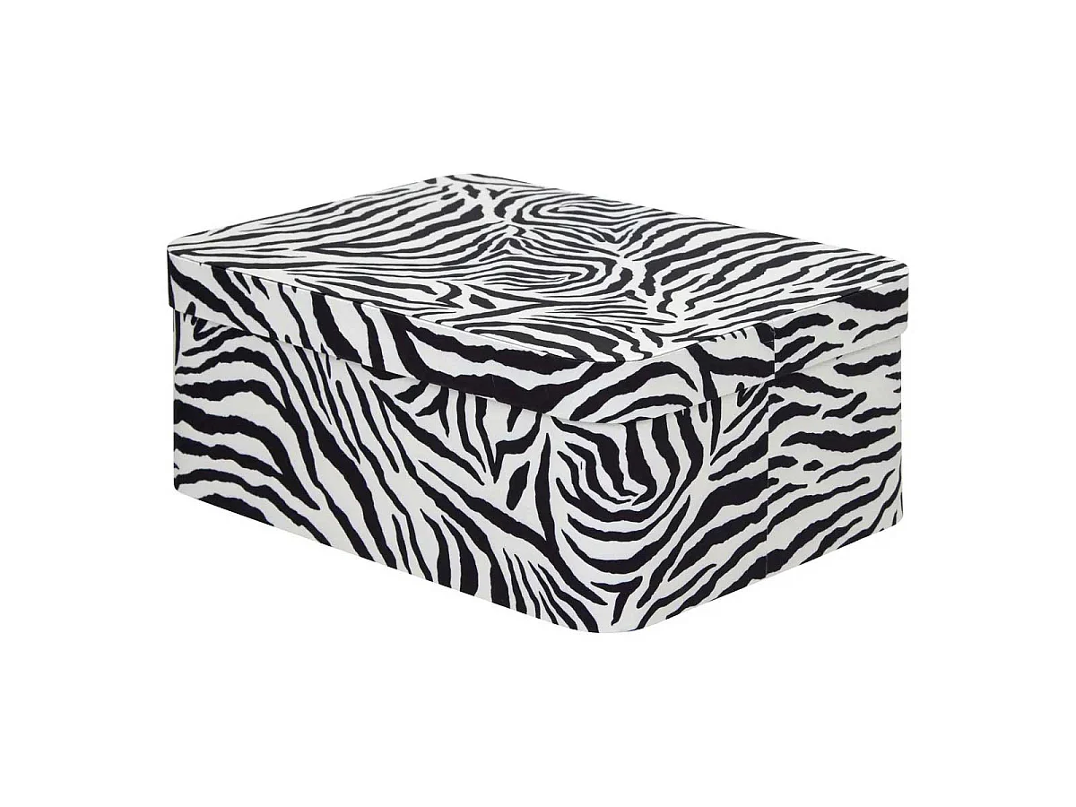 Lot de 4 Boîtes Déco Zébra "Polybox" 39cm Beige